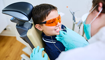Young boy visiting a children's dentist in Danville