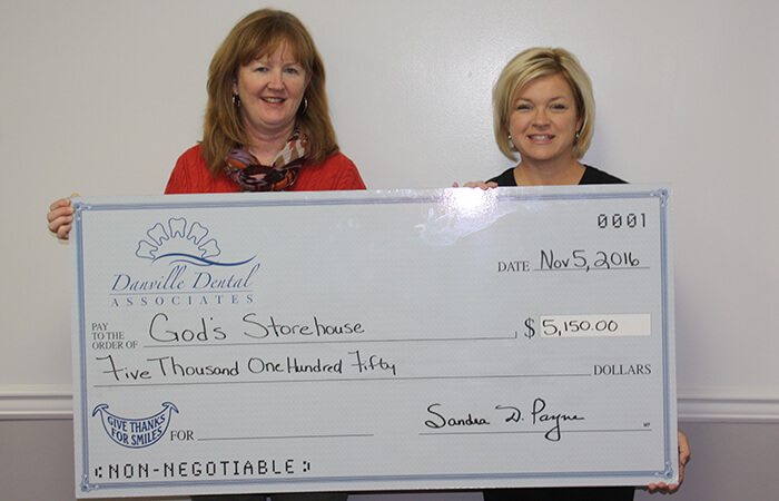 Large charity check to God's Storehouse for $5,150.00