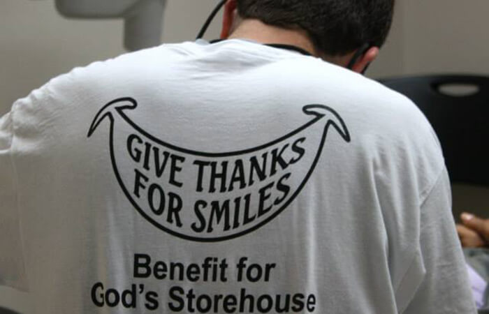 Back view of Give Thanks For Smiles T-shirt